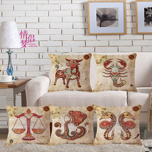 

hand twelve constellation cotton flax pillow back cushion backrest loose coat