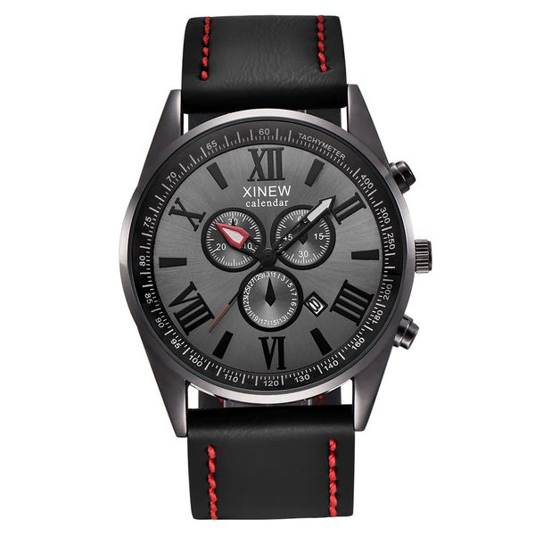 

fashion men watches analog quartz wristwatches life waterproof sport date leather strap military watches clock gifts montre homme, Slivery;brown