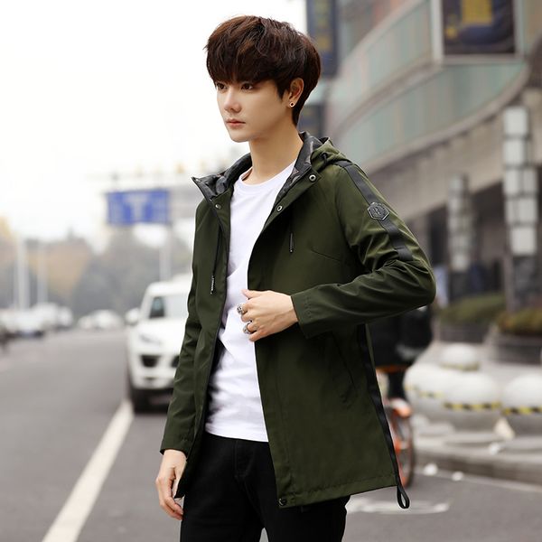 

wind coat men windproof breathable jacket long coat men overcoat windcoat for young fashion jacket spring high quality, Tan;black