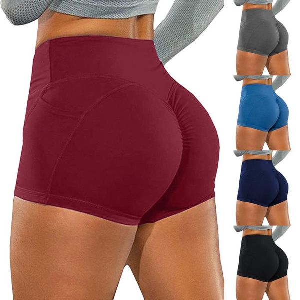 

workout leggings yoga shorts women 2020 high elastic soft breathable basic slip bike compression yoga short leggings, White;red