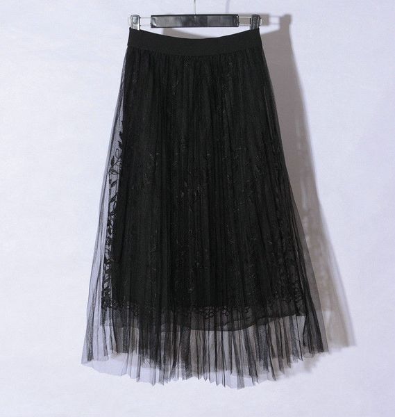 

new women long 3 layers tulle princess tutu pleated midi skirt high waist petticoat underskirt bridesmaid gown, Black