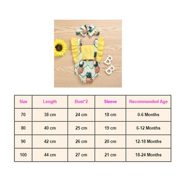 

0-24m newborn kid baby girl floral bodysuits clothes ruffles short sleeve lemon print jumpsuit 2pcs outfit set, White