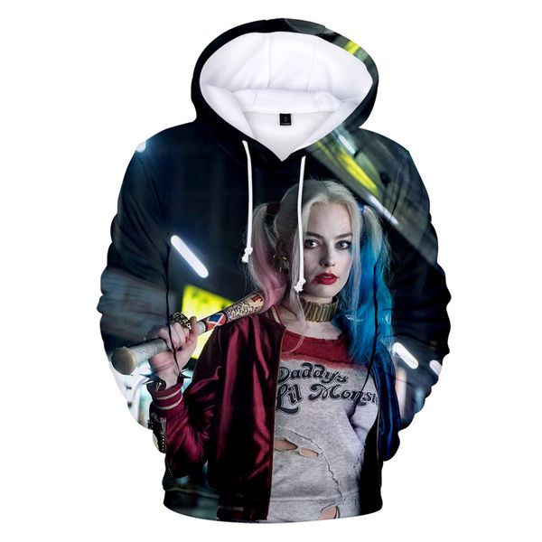 

kpop haha joker and harley quinn 3d print hoodies sweatshirt women/men hip hop autumn streetwear hoodies for couples clothes, Black