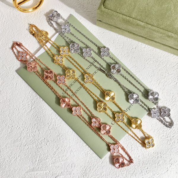 

2020 sell vnn13 clover shape necklace official website new arrival necklace for women birthday gift 45cm chain big brand, Gray