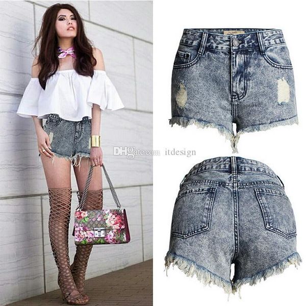 

summer style women elasticity denim shorts female casual high waist for girl 2018, White;black
