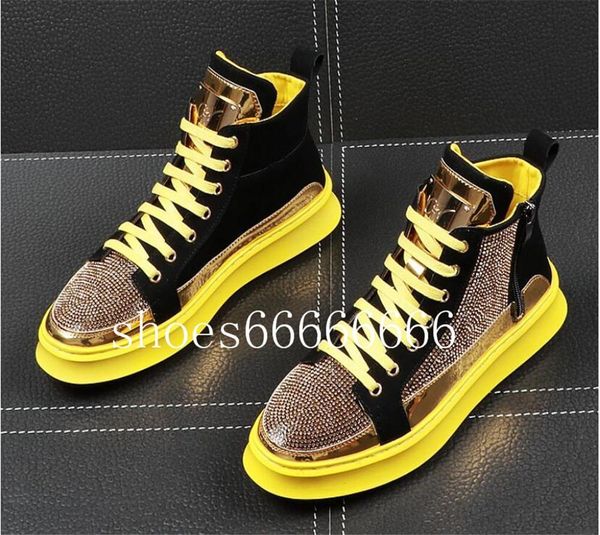 

fashion men high british style shoes men rhinestone causal luxury shoes red black bottom rubber shoes for male fdzhlzj, Black;red