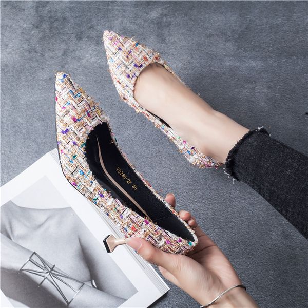 

fine heeled shoes cat heels heels pointed pumps slip om shallow mouth sandals ladies lace-up high small woman toe low, Black