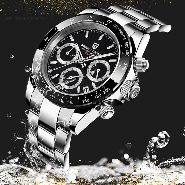 

pagani design men's watches luxury quartz men sport watch chronograph waterproof mens sapphire wristwatch relogio masculino 2020, Slivery;brown