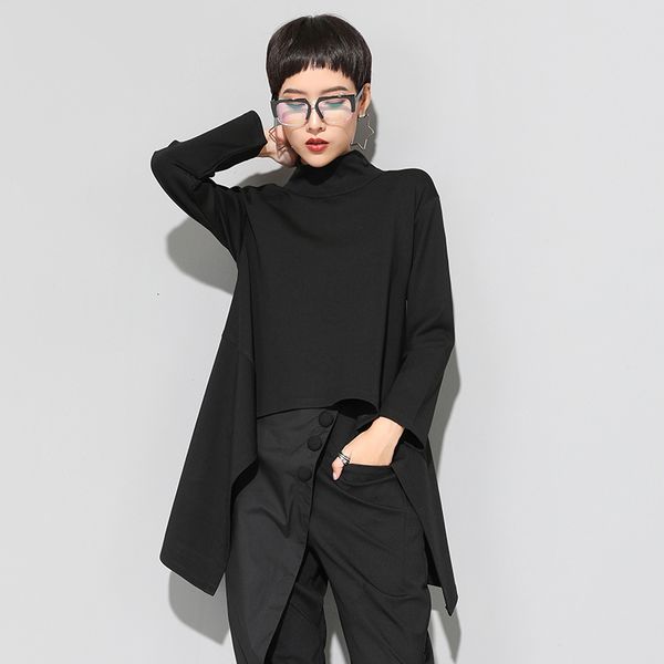 

футболка женщины дизайнер одежды vintage black turtle neck t shirt плюс размер kawaii повседневный длинным рукавом нерегулярное tops корейск, White