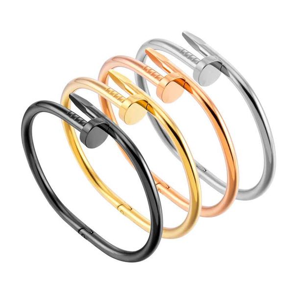 

316l stainless steel nail bracelet classic fashion screw cuff bracelet female men's luxury designer jewelry valentine's day gift w, Black