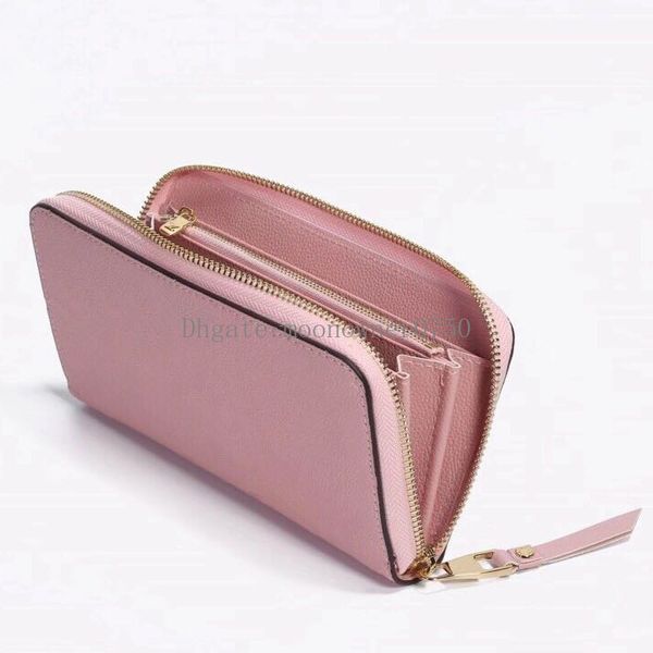 

wholesale original leather designer wallet for women fashion leather long purse money bag zipper pouch coin pocket note designer clutch, Red;black