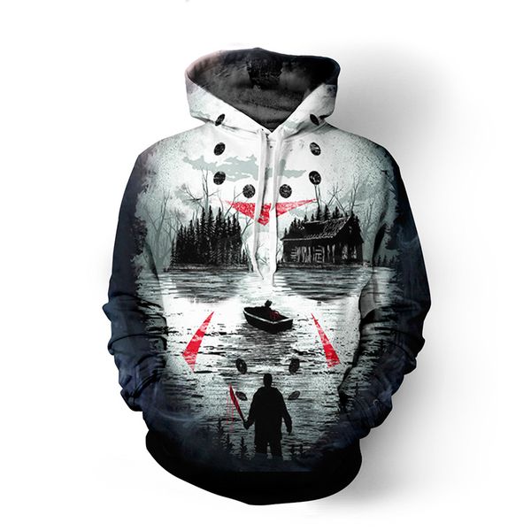 

пятница 13-3d all over printed толстовки толстовка hipster street wear hip hop top kid мужчины женщины сша размер dropship, Black