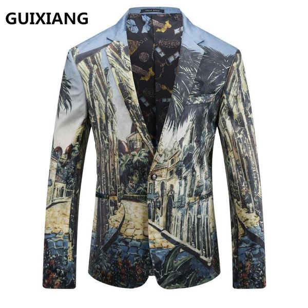 

2017 autumn men's single breasted italian style printed velveteen casual blazer men blazers men's suit jackets, White;black