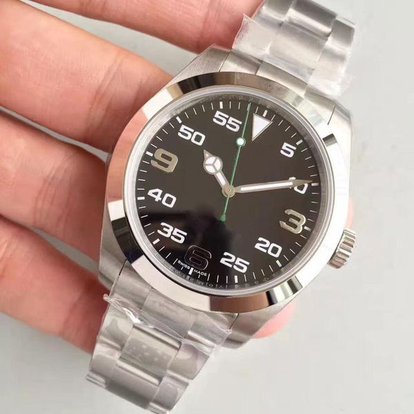 

movement glass strap selling men watch air-king 40mm black classic dial sapphire new large 2019 316 steel watch mens automatic qua vanr, Slivery;brown