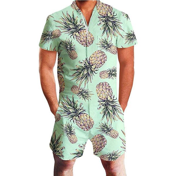 

2020 summer funny printing print 3d rompers men jumpsuit playsuit casual one piece outfits beach sets men overalls plus size 3xl, Black