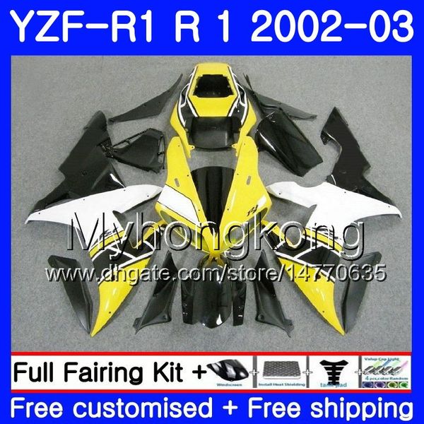 Кузова для YAMAHA YZF-1000 YZF R 1 YZF R1 2002 2003 Кузов желтый белый stock 237HM.33 и YZF 1000 и YZF-R1 в YZFR1 YZF1000 02 рамка 02 03 обтекателя