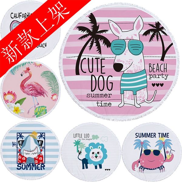 

фламинго открытый спорт пляжные полотенца летнее время тончайшего волокна кистями печати акула шаблон 150 см полотенце мочалкой горячей прод