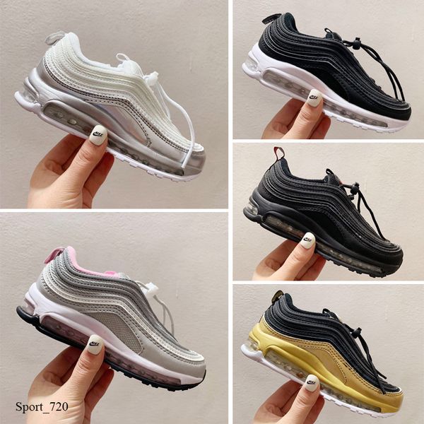 

nike air max 97 дети обуви на воздушной подушке og metallic gold silver bullet тройной белый черный макс тренеры непобедимый плюс т undftd т, Black