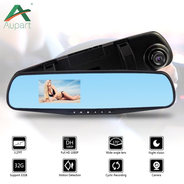 

3.2 inch car dvr dash cam recorder rearview mirror digital video portable recorder video camera full hd 1080p car dvr