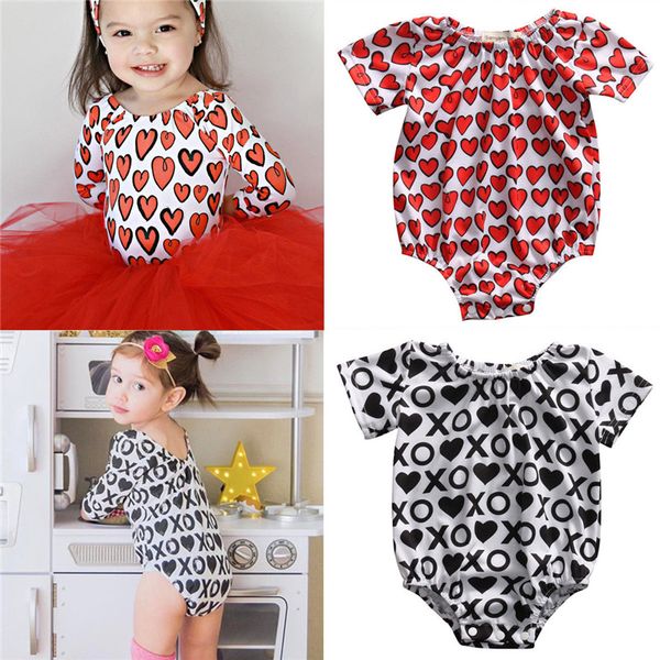 

Summer 2018 Newborn Infant Baby Girl Heart Printed Romper Jumpsuit Clothes Outfits Sunsuit Clothing