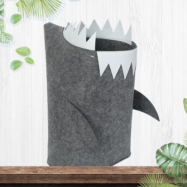 

s/m/l shark felt storage basket kid toy storage bucket sundries cartoon shark storage box clothes hamper laundry basket vt0587