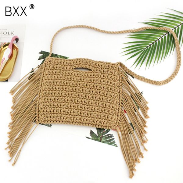 

bxx] женская одно плечо crossbody сумка все-матч хлопок линия кисточкой ручной работы тканые женщины соломенная сумка пляжная сумка he839