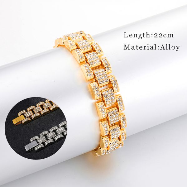 

full rhinestone cuban link chain necklace for men hip hop micro paved cz miami curb cuban necklaces jewelry, Black