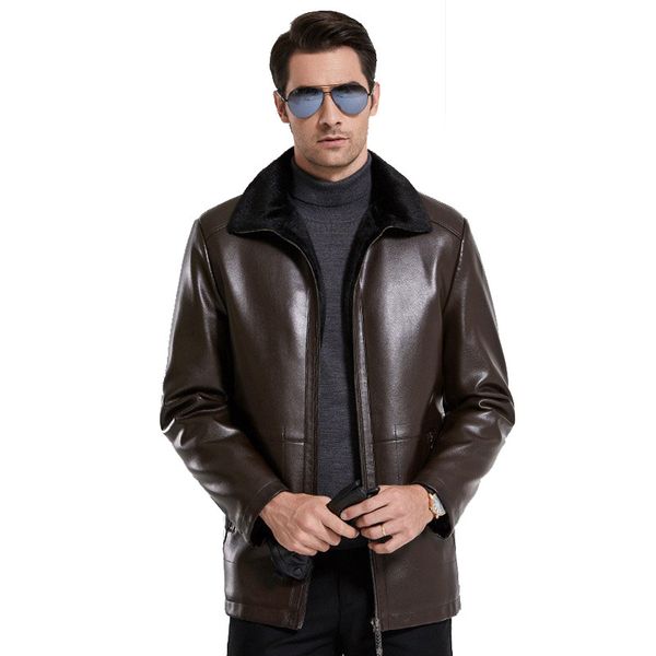 

men's fur & faux color: coffee black 2021 winter velvet one short jacket more size m-3xl 4xl
