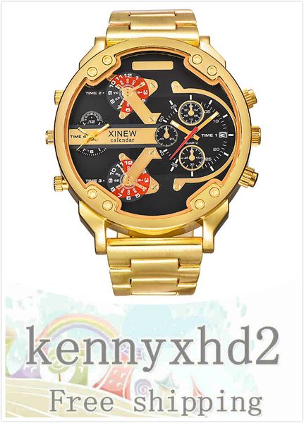 

5918 luxury brand xinew watches male full steel big wrist watch, Slivery;brown