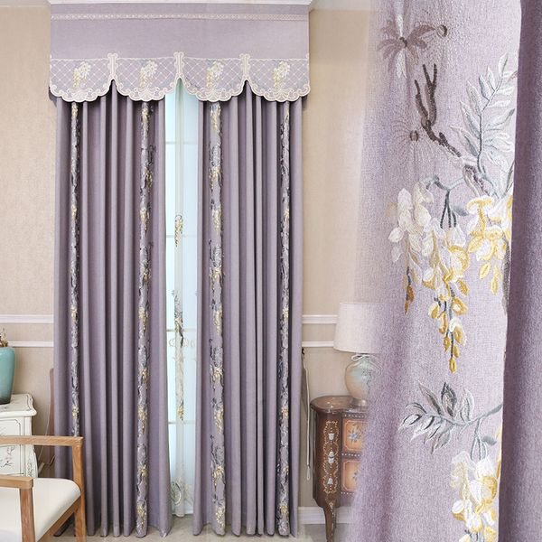 

american pastoral chinese embroidered curtains for living room cotton and linen fabric shade shading floor bedroom curtains