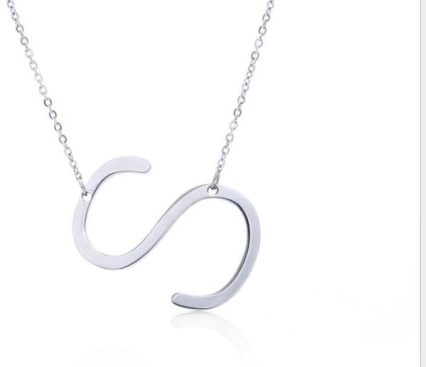 

new minimalist gold rose gold silver color 26 a-z letter name initial necklaces for women long big letter pendant necklace