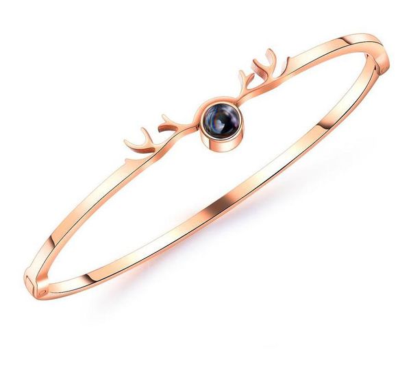 

mesh red hand-ornament rose gold titanium steel lady bracelet a deer with your antler projection bracelet, Black