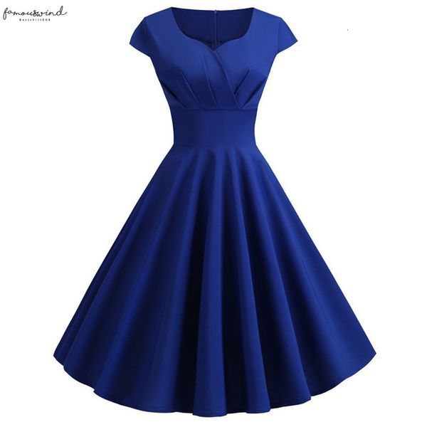 

blue casual summer dress women short sleeve hepburn 50s 60s vintage elegant swing party dresses plus size slim 6 colors, Black;gray