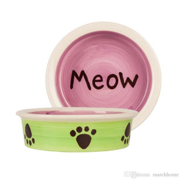

hand color two-color pattern creative paw print pet food bowl anti - upset dog bowl pet supplies creative personality letter cute dog bowl