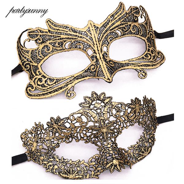 

masquerade gold purple blue lace mask halloween cutout prom party mask accessories eye face venetian masks party favor