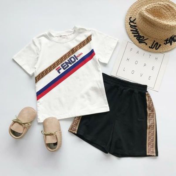 

Kid de igner clothing et fa hion printing track uit luxury letter ff two piece et trendy boy t hirt hort kid clothe whole ale