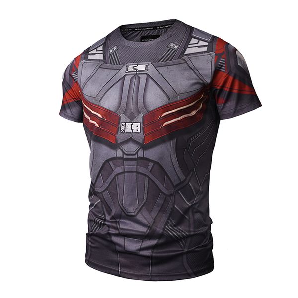

punisher rashgard running shirt men t-shirt short sleeve compression shirts gym t shirt fitness sport, Black;red