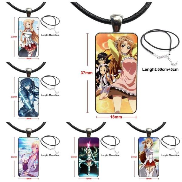 

for women fashion jewelry glass cabochon pendant necklace rectangle fashion necklace asuna sword art online, Silver