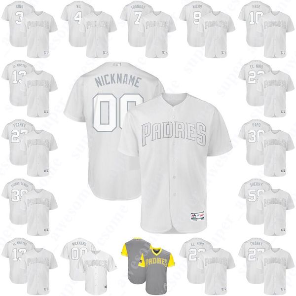 

Padres Nickname 2019 Players Weekend Jersey Cal Quantrill Michel Baez Greg Garcia Luis Perdomo Adrian Morejon Tony Gwynn Trevor Hoffman