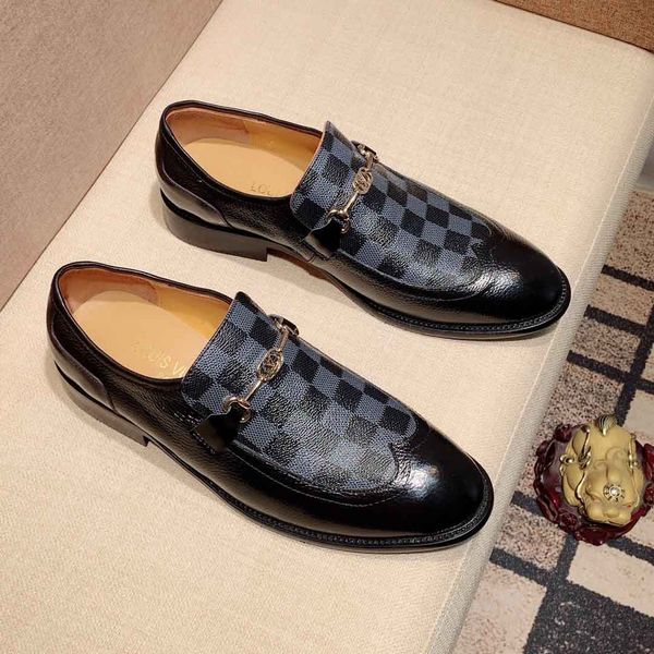 

2020 trendy style men's dress brand dress shoes men's authentic business leather shoes pointed men's designer business oxford, Black