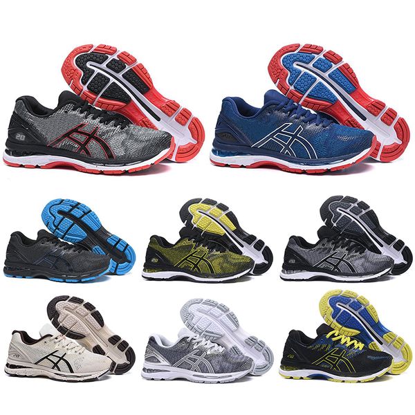 

2019 new design gel-nimbus 20 stability breathable running shoes for men black white blue red mens trainer fashion sports sneakers runner, White;red