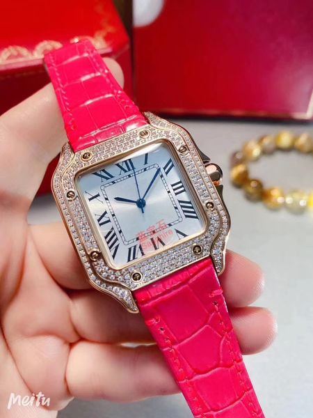 

new women's watch imported quartz movement rose gold bezel set with bright cut round diamond diameter 35mm