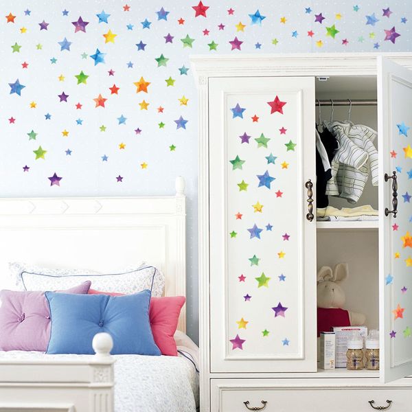 

hm51003 colorful star bedroom children's room star decorative wall sticker glass cabinet random wall sticker