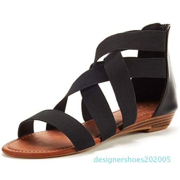 

sarairis 2020 peep toe gladiator sandals woman shoes wedge heels zip up solid fashion casual shoes women sandals dd5, Black