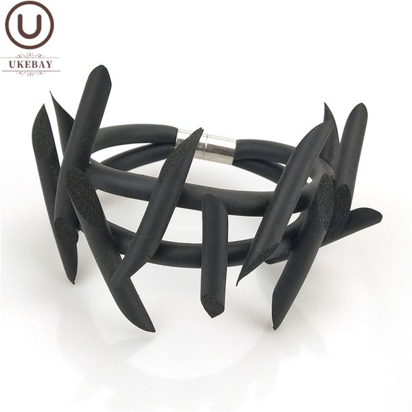 

ukebay 2020 new rubber bracelets women black chains elasticity soft charm bracelet handmade punk gothic bangles hand accessories