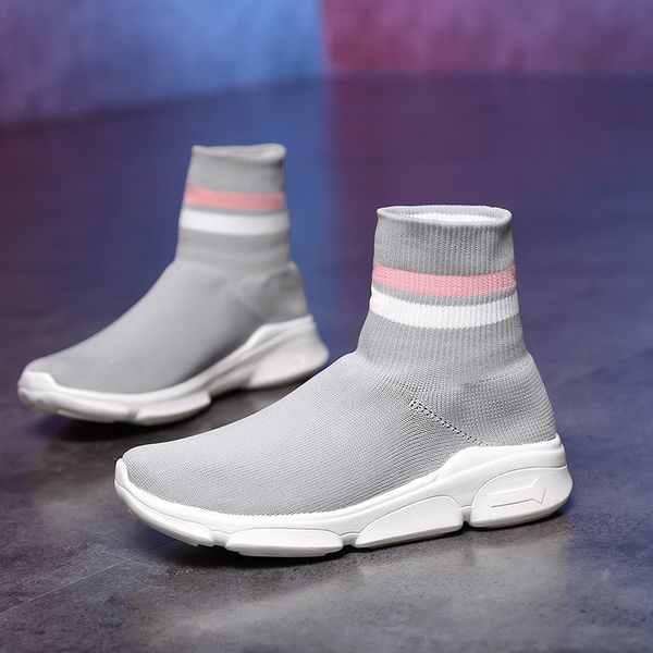 

fashion sneakers woman platform sock boots 2019 new arrivals women casual shoes high ankle soft comfortable leisure sneakers t200425, Black