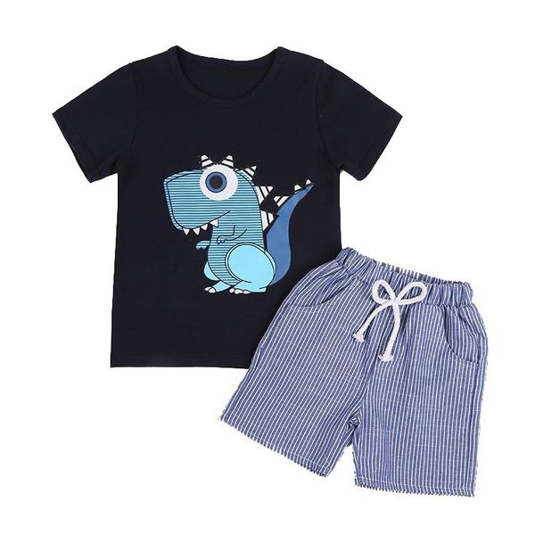 

cartoon dinosaur cute boys clothes cotton short sleeve shirts shorts children clothing set 2019 new summer kids costume for boy, White