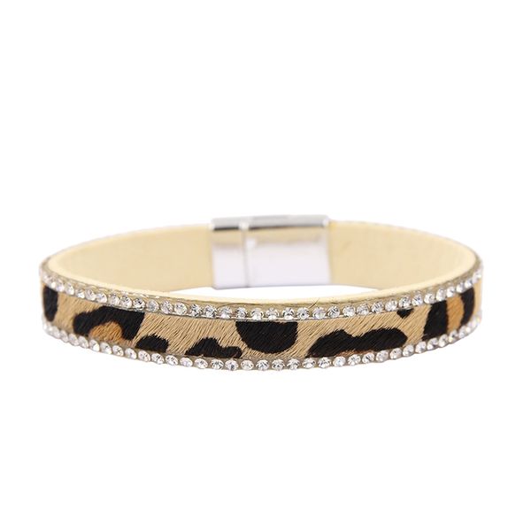 

leopard bracelet for women vintage rhinestone charm bracelets bohemia magnetic clasp wristband bijoux, Golden;silver