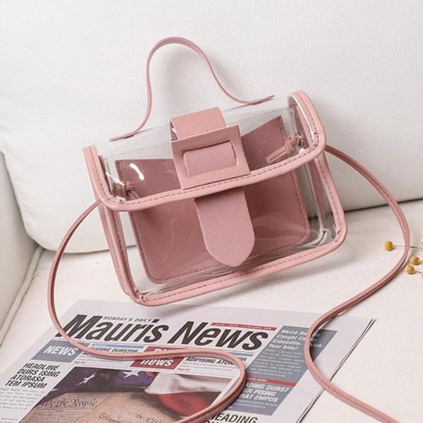 

2020 spring summer fashion women's transparent square sling bag cool pvc shoulder bag messenger mobile sweet lady sac