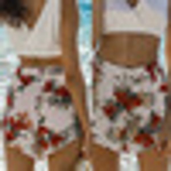 

floral printing women shorts summer casual beach short trousers pants loose slim, White;black